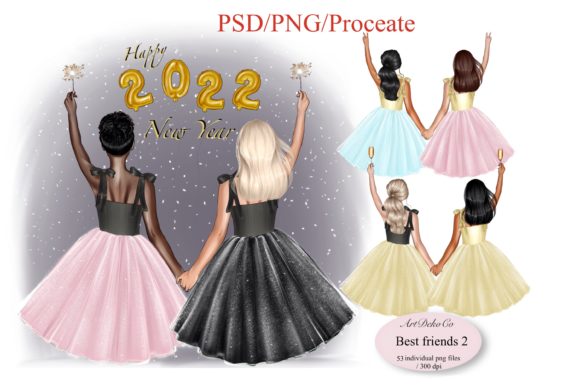 Best Friends in Dresses Clipart: A Versatile Resource for Creative Projects