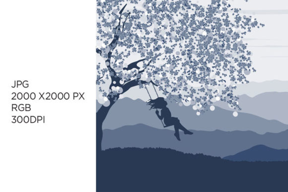 GIRL SWING TREE: A Versatile Digital Graphic for Creative Projects