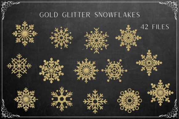 Gold Glitter Snowflakes Collection: A Sparkling Addition to Your Creative Projects