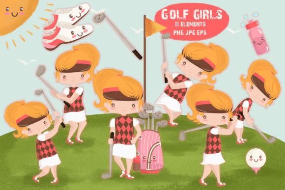 Golf Girls Clipart: Creative Digital Assets