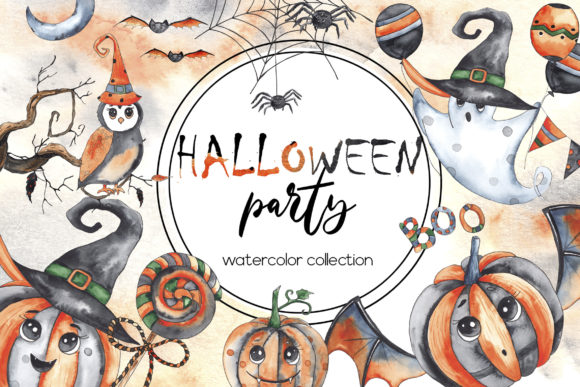 Halloween Party. Watercolor Set: A Creative Resource for All