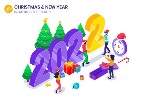 New Year 2022 Isometric Illustration: A Creative and Practical Design Solution