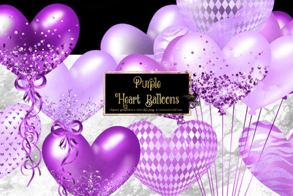 Purple Heart Balloons Clipart