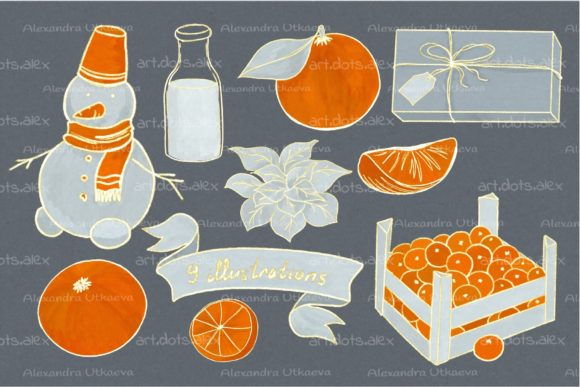 Set of New Year, Christmas Illustrations: A Versatile Design Resource