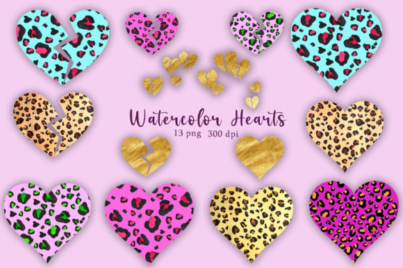 Watercolor Heart, Leopard Heart