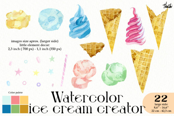 Watercolor Ice Cream Creator Clipart Png: A Versatile Digital Art Resource